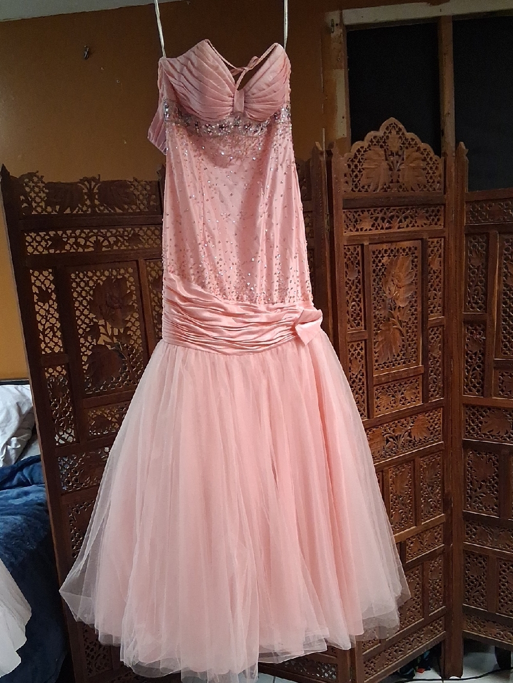 Tony Bowls Blush Pink Tulle Prom Dress